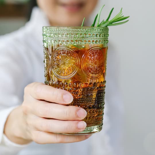 Kate Aspen® 13oz. Beaded Floral Green Drinking Glasses, 6ct.